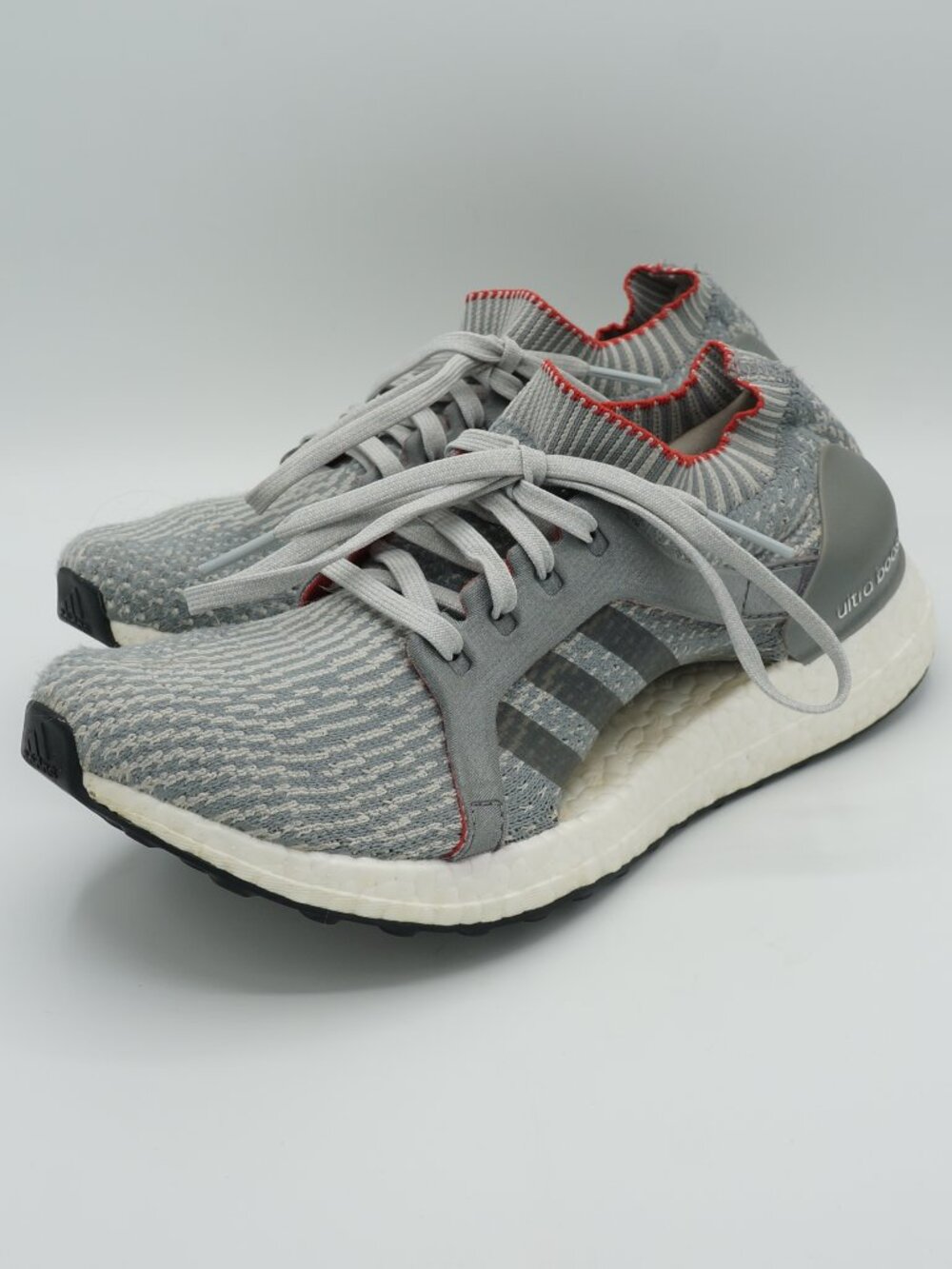 Adidas UltraBoost X Women's Size 8 Grey Red Primeknit Running Shoes BB3434